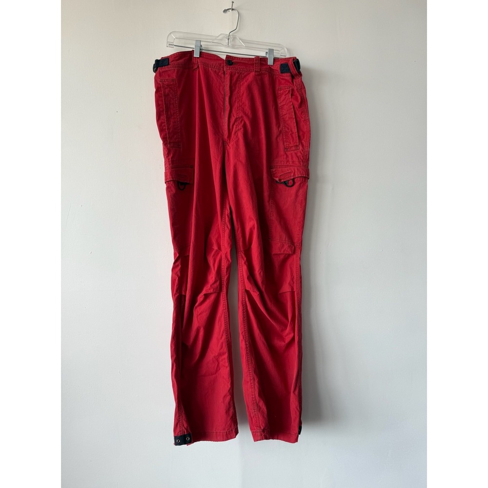 Vintage Abercrombie & Fitch Pants Mens‎ Large Red Cargo Nylon Paratrooper y2K